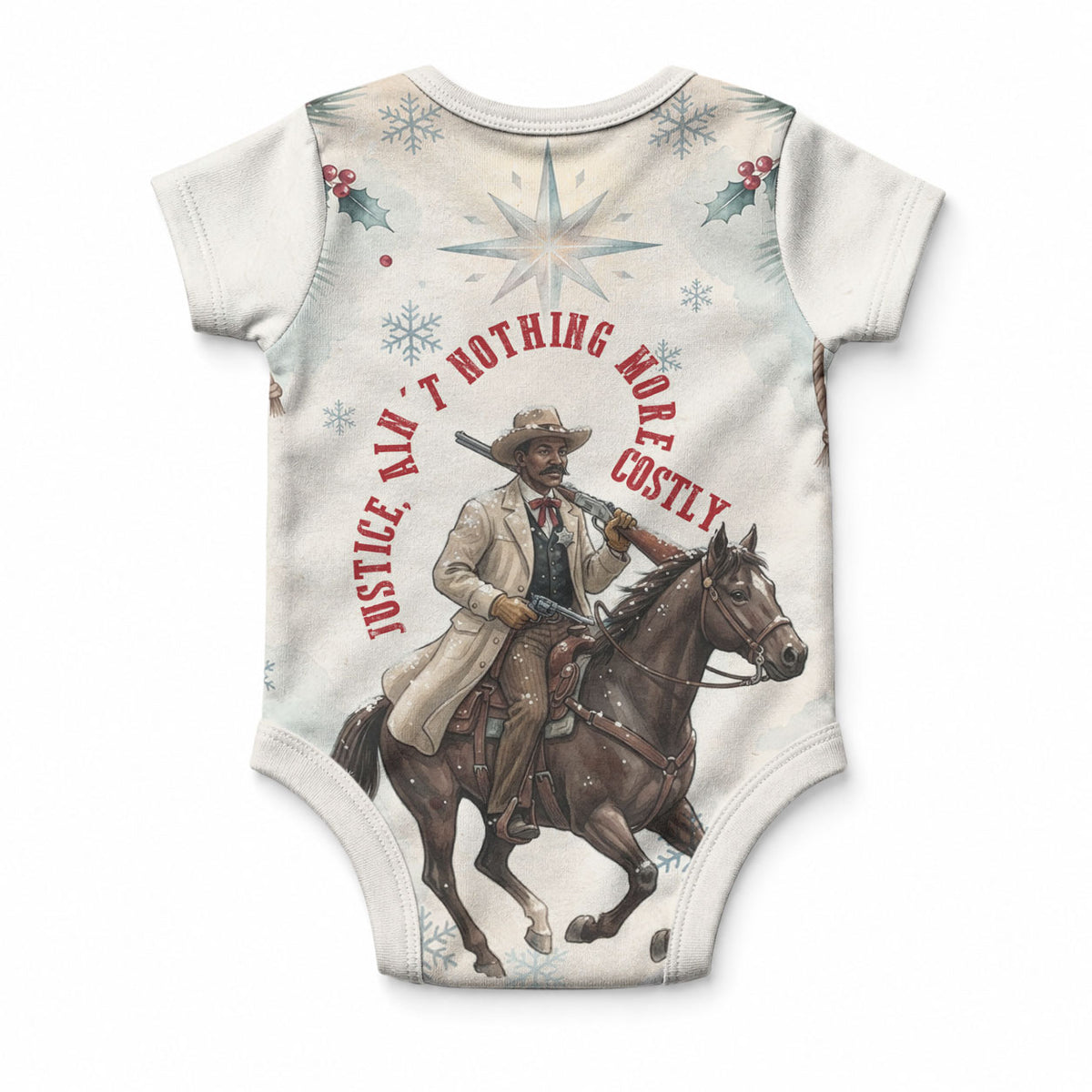 Bass Reeves Christmas Baby Onesie Old West Deputy Lawman Pine Branch Winter Holiday