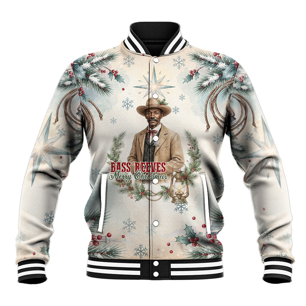 Bass Reeves Christmas Baseball Jacket Old West Deputy Lawman Pine Branch Winter Holiday
