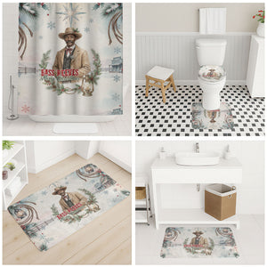 Bass Reeves Christmas Bathroom Set Old West Deputy Lawman Pine Branch Winter Holiday
