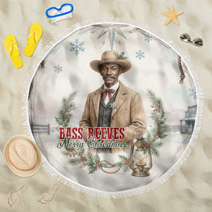 Bass Reeves Christmas Beach Blanket Old West Deputy Lawman Pine Branch Winter Holiday