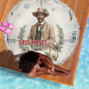 Bass Reeves Christmas Beach Blanket Old West Deputy Lawman Pine Branch Winter Holiday