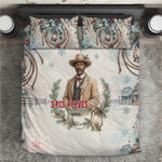 Bass Reeves Christmas Bedding Set Old West Deputy Lawman Pine Branch Winter Holiday