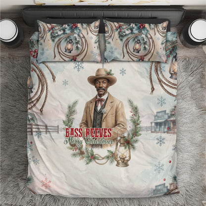 Bass Reeves Christmas Bedding Set Old West Deputy Lawman Pine Branch Winter Holiday