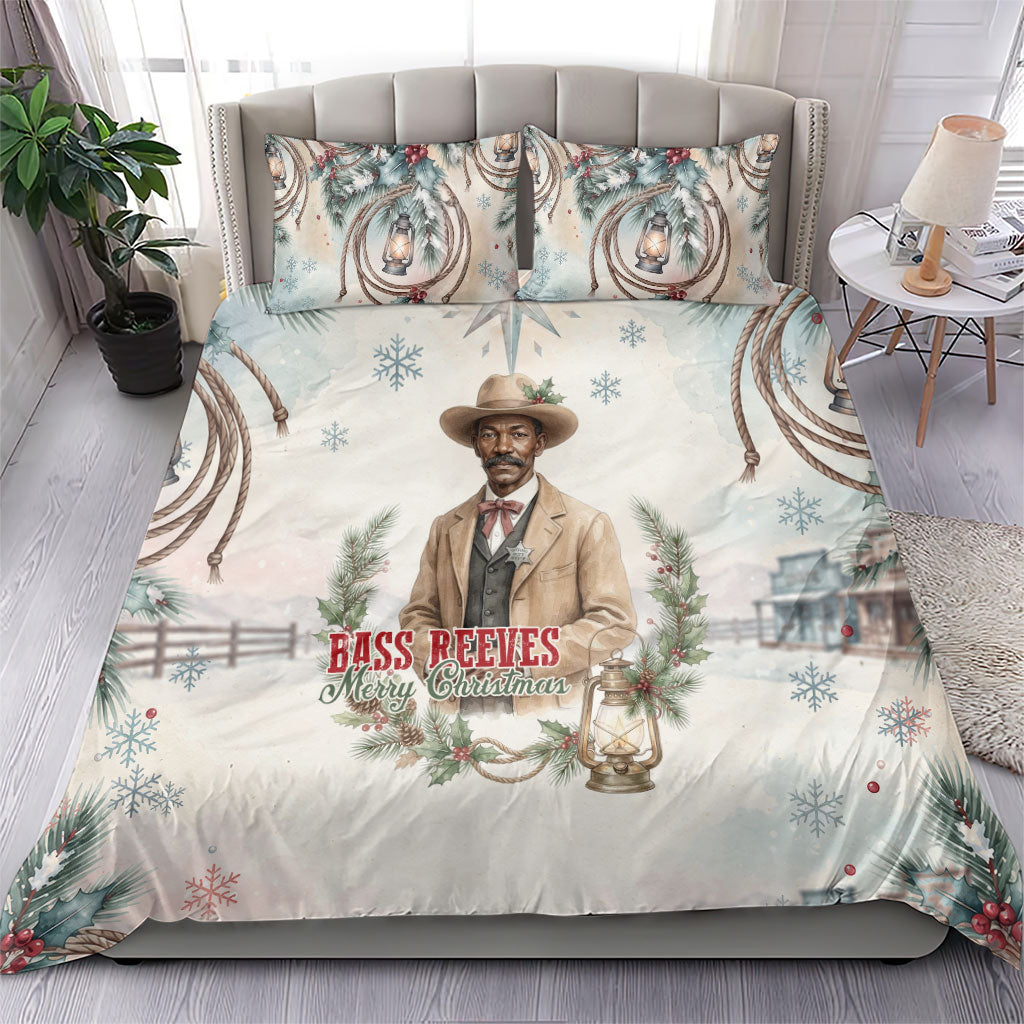Bass Reeves Christmas Bedding Set Old West Deputy Lawman Pine Branch Winter Holiday
