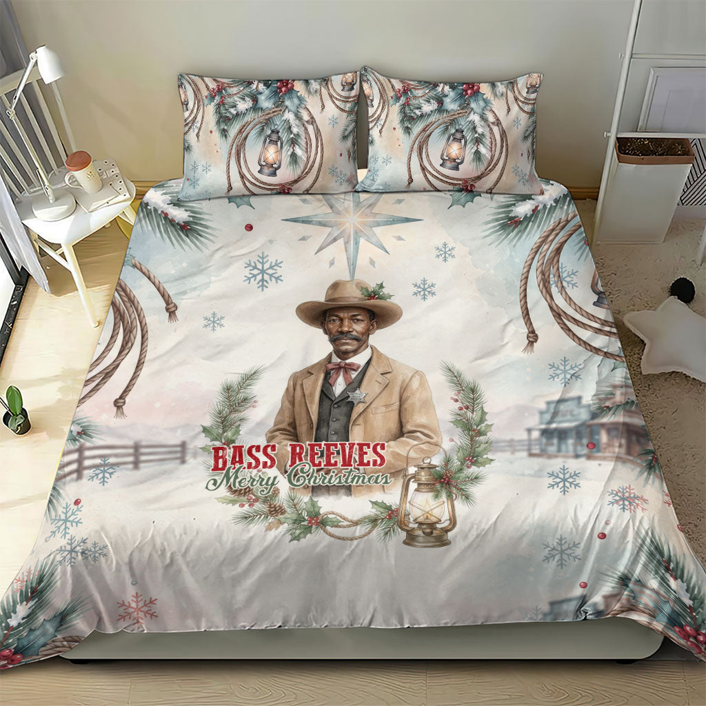 Bass Reeves Christmas Bedding Set Old West Deputy Lawman Pine Branch Winter Holiday
