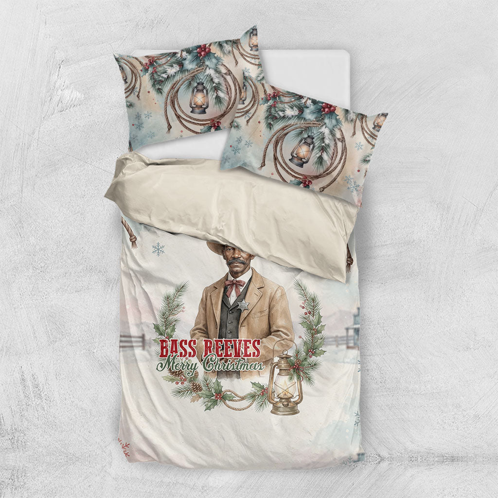 Bass Reeves Christmas Bedding Set Old West Deputy Lawman Pine Branch Winter Holiday