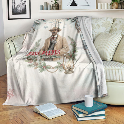 Bass Reeves Christmas Blanket Old West Deputy Lawman Pine Branch Winter Holiday