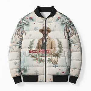 Bass Reeves Christmas Bomber Puffer Jacket Old West Deputy Lawman Pine Branch Winter Holiday