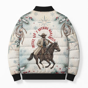 Bass Reeves Christmas Bomber Puffer Jacket Old West Deputy Lawman Pine Branch Winter Holiday