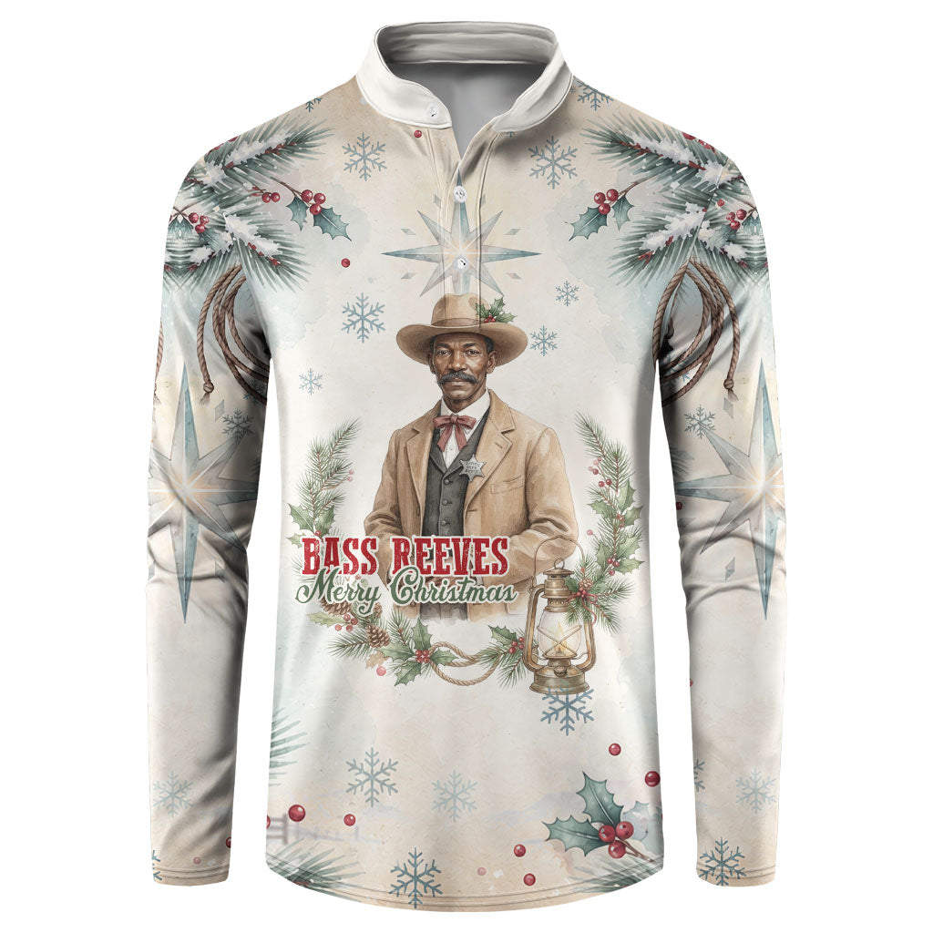 Bass Reeves Christmas Button Sweatshirt Old West Deputy Lawman Pine Branch Winter Holiday