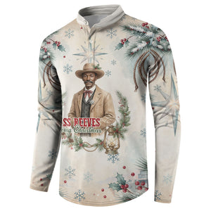 Bass Reeves Christmas Button Sweatshirt Old West Deputy Lawman Pine Branch Winter Holiday