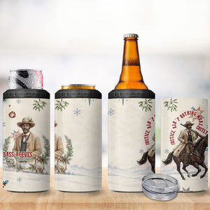 Bass Reeves Christmas 4 in 1 Can Cooler Tumbler Old West Deputy Lawman Pine Branch Winter Holiday