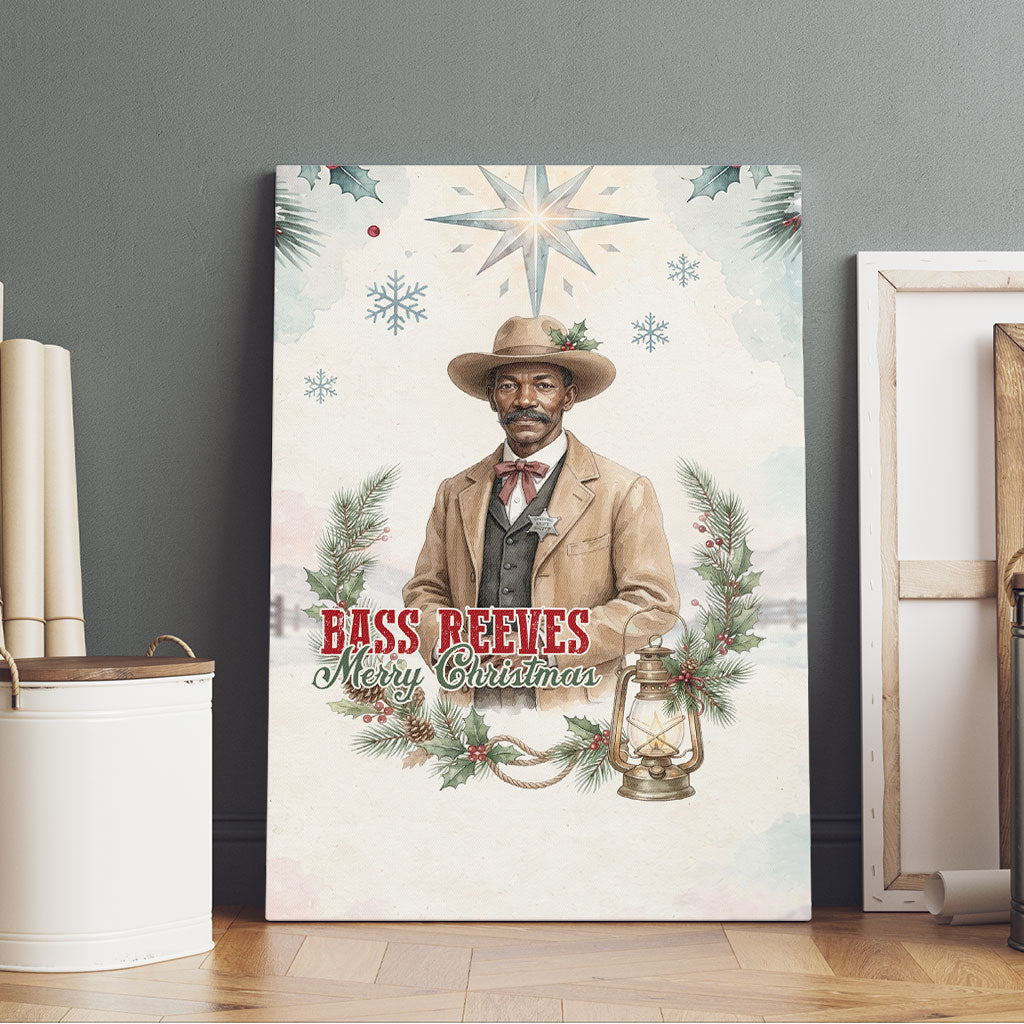 Bass Reeves Christmas Canvas Wall Art Old West Deputy Lawman Pine Branch Winter Holiday