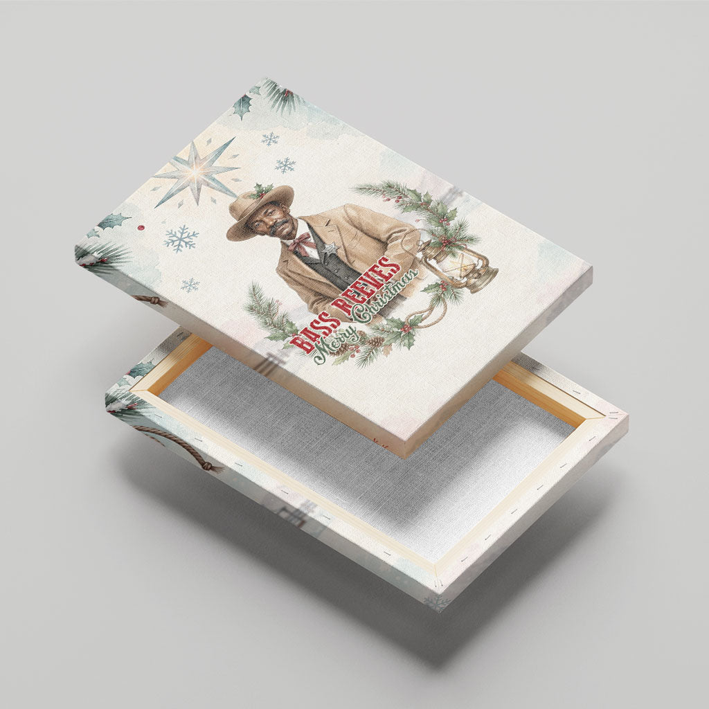 Bass Reeves Christmas Canvas Wall Art Old West Deputy Lawman Pine Branch Winter Holiday