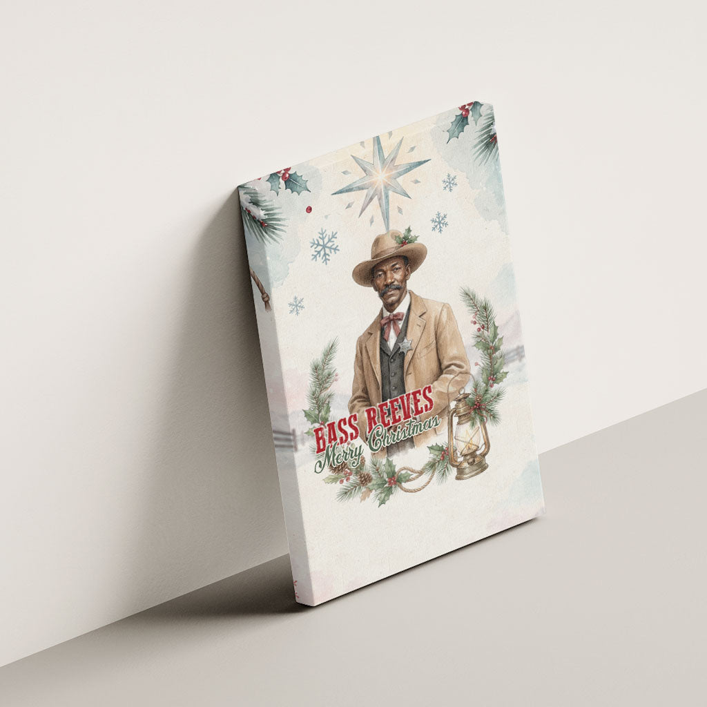 Bass Reeves Christmas Canvas Wall Art Old West Deputy Lawman Pine Branch Winter Holiday