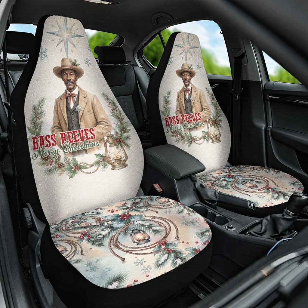 Bass Reeves Christmas Car Seat Cover Old West Deputy Lawman Pine Branch Winter Holiday