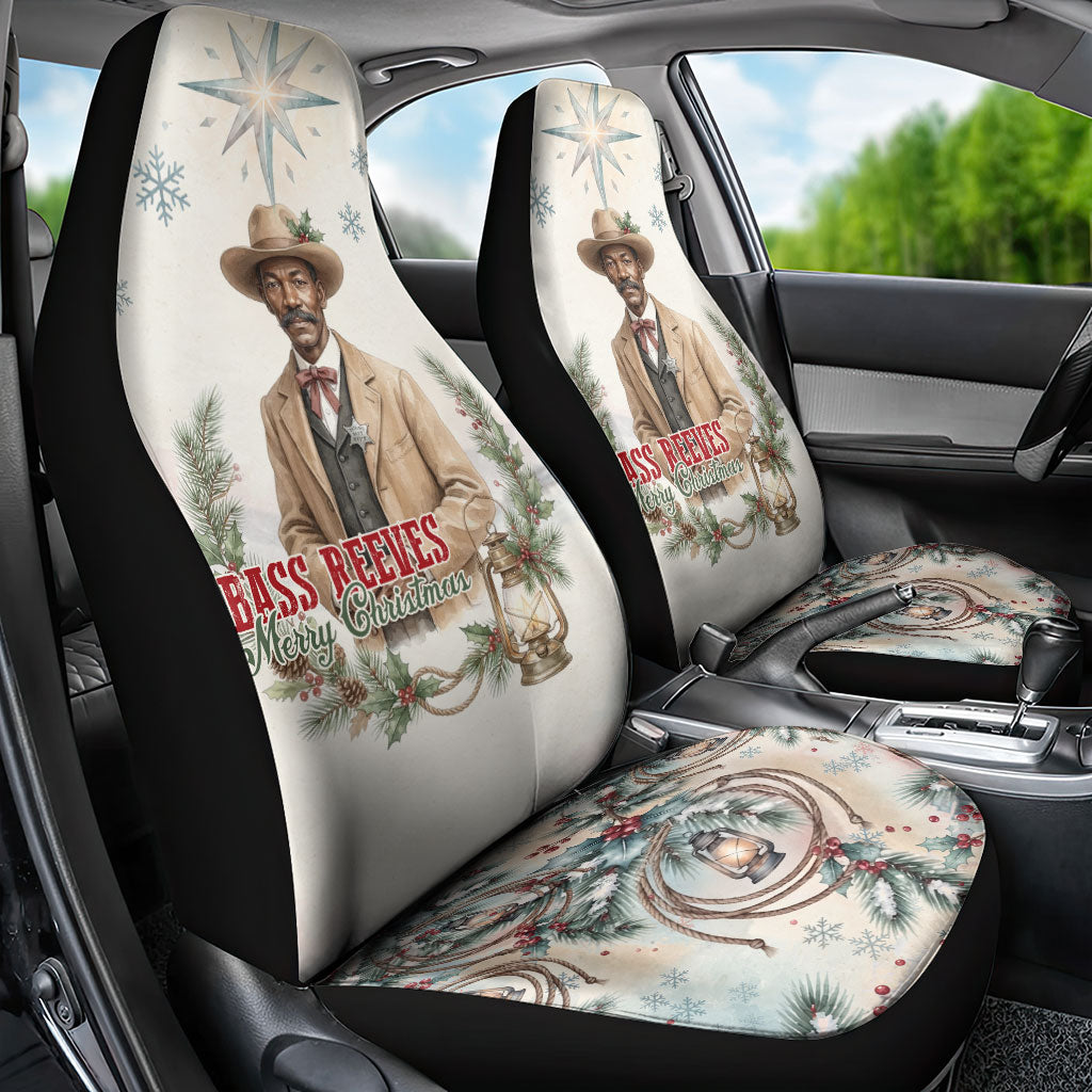 Bass Reeves Christmas Car Seat Cover Old West Deputy Lawman Pine Branch Winter Holiday