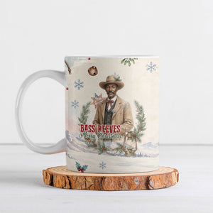 Bass Reeves Christmas Ceramic Mug Old West Deputy Lawman Pine Branch Winter Holiday
