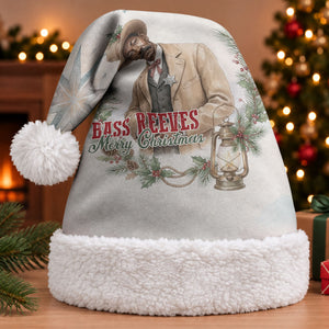 Bass Reeves Christmas Santa Hat Old West Deputy Lawman Pine Branch Winter Holiday