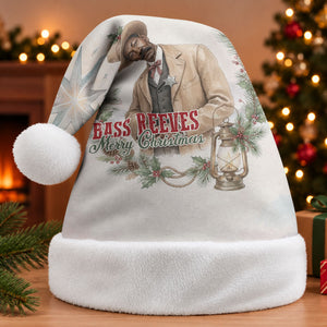 Bass Reeves Christmas Santa Hat Old West Deputy Lawman Pine Branch Winter Holiday