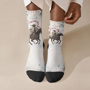 Bass Reeves Christmas Crew Socks Old West Deputy Lawman Pine Branch Winter Holiday