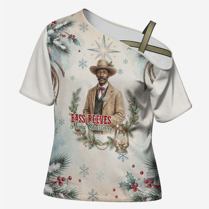 Bass Reeves Christmas Cross Shoulder Shirt Old West Deputy Lawman Pine Branch Winter Holiday