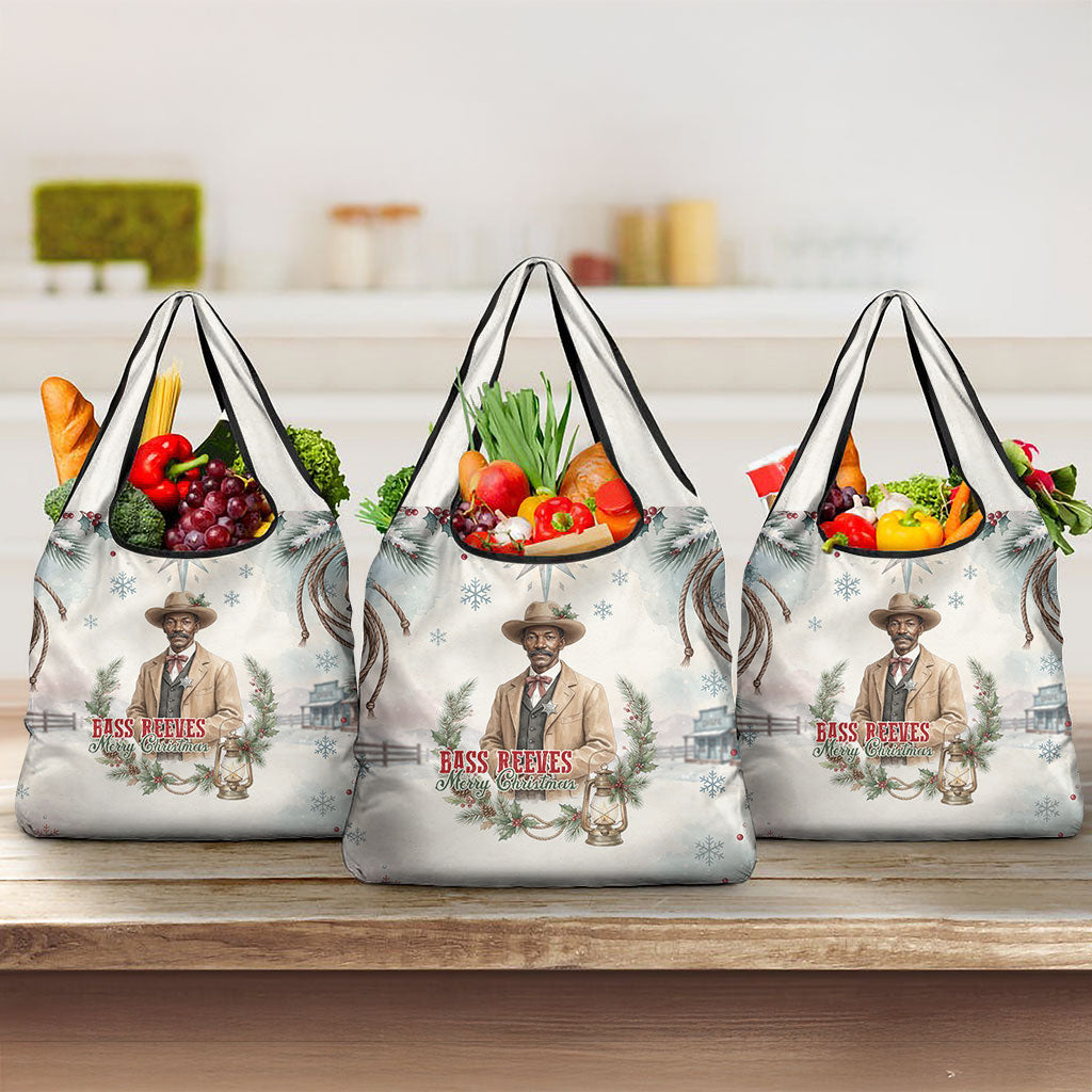 Bass Reeves Christmas Grocery Bag Old West Deputy Lawman Pine Branch Winter Holiday