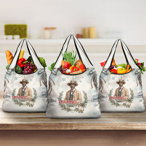 Bass Reeves Christmas Grocery Bag Old West Deputy Lawman Pine Branch Winter Holiday