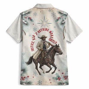 Bass Reeves Christmas Hawaiian Shirt Old West Deputy Lawman Pine Branch Winter Holiday