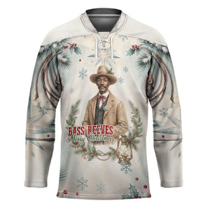 Bass Reeves Christmas Hockey Jersey Old West Deputy Lawman Pine Branch Winter Holiday
