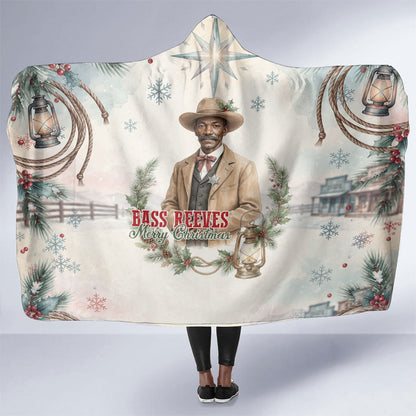Bass Reeves Christmas Hooded Blanket Old West Deputy Lawman Pine Branch Winter Holiday