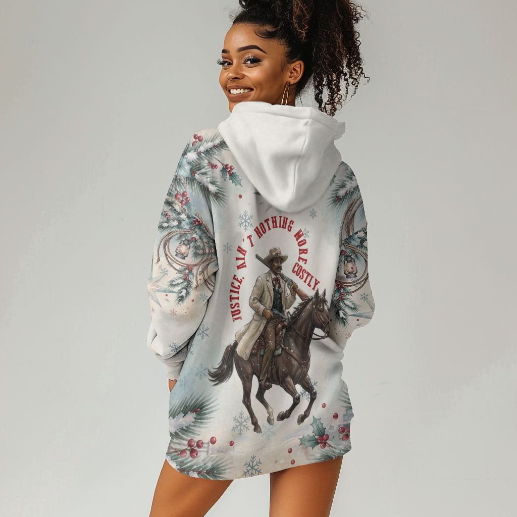 Bass Reeves Christmas Hoodie Dress Old West Deputy Lawman Pine Branch Winter Holiday