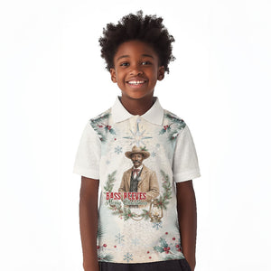 Bass Reeves Christmas Kid Polo Shirt Old West Deputy Lawman Pine Branch Winter Holiday