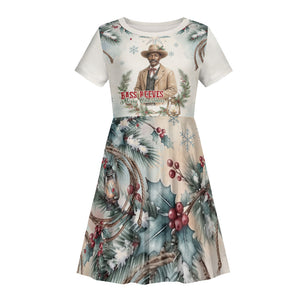 Bass Reeves Christmas Kid Short Sleeve Dress Old West Deputy Lawman Pine Branch Winter Holiday