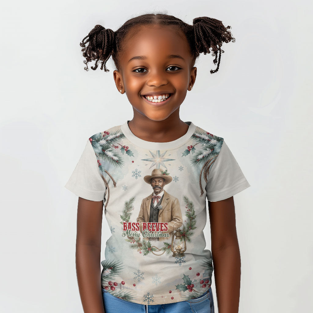 Bass Reeves Christmas Kid T shirt Old West Deputy Lawman Pine Branch Winter Holiday