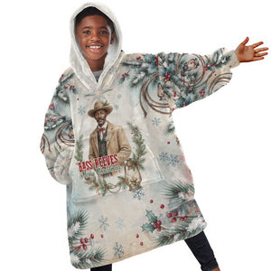 Bass Reeves Christmas Kid Wearable Blanket Hoodie Old West Deputy Lawman Pine Branch Winter Holiday