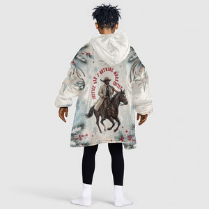 Bass Reeves Christmas Kid Wearable Blanket Hoodie Old West Deputy Lawman Pine Branch Winter Holiday