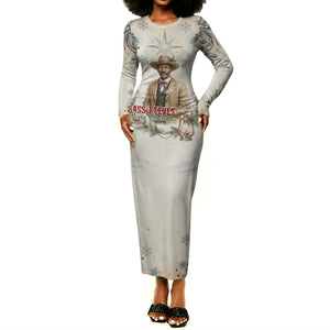 Bass Reeves Christmas Long Sleeve Bodycon Dress Old West Deputy Lawman Pine Branch Winter Holiday
