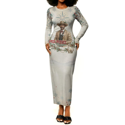 Bass Reeves Christmas Long Sleeve Bodycon Dress Old West Deputy Lawman Pine Branch Winter Holiday
