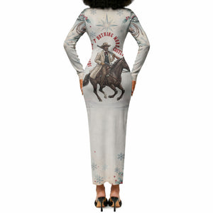 Bass Reeves Christmas Long Sleeve Bodycon Dress Old West Deputy Lawman Pine Branch Winter Holiday