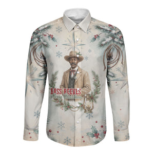 Bass Reeves Christmas Long Sleeve Button Shirt Old West Deputy Lawman Pine Branch Winter Holiday