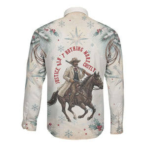 Bass Reeves Christmas Long Sleeve Button Shirt Old West Deputy Lawman Pine Branch Winter Holiday
