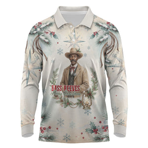 Bass Reeves Christmas Long Sleeve Polo Shirt Old West Deputy Lawman Pine Branch Winter Holiday