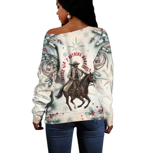 Bass Reeves Christmas Off Shoulder Sweater Old West Deputy Lawman Pine Branch Winter Holiday