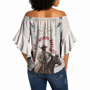 Bass Reeves Christmas Off Shoulder Wrap Waist Top Old West Deputy Lawman Pine Branch Winter Holiday