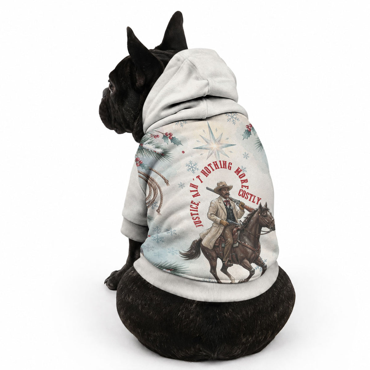Bass Reeves Christmas Pet Hoodie Old West Deputy Lawman Pine Branch Winter Holiday