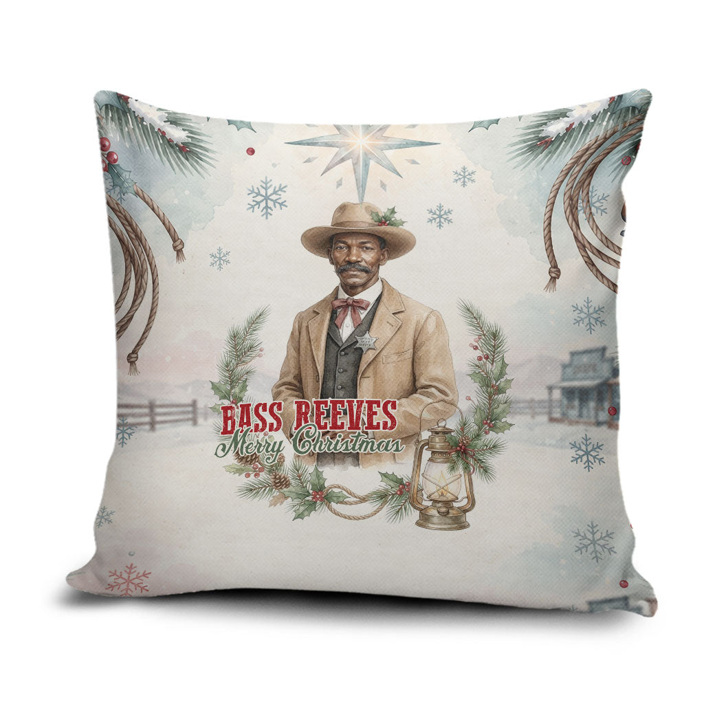 Bass Reeves Christmas Pillow Cover Old West Deputy Lawman Pine Branch Winter Holiday