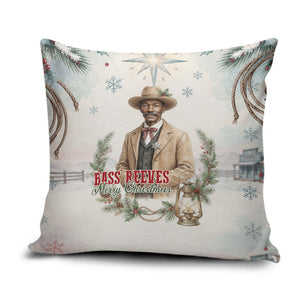 Bass Reeves Christmas Pillow Cover Old West Deputy Lawman Pine Branch Winter Holiday