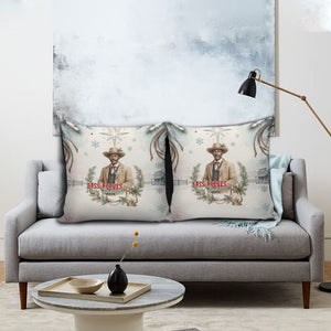 Bass Reeves Christmas Pillow Cover Old West Deputy Lawman Pine Branch Winter Holiday