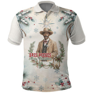 Bass Reeves Christmas Polo Shirt Old West Deputy Lawman Pine Branch Winter Holiday